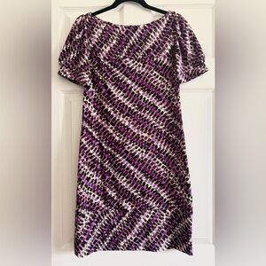 Suzi Chin for Maggy Boutique Purple and Brown Patterned Dress